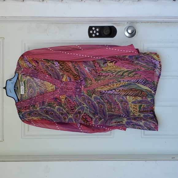 3/$30 Long Sleeve Sheer Top with Beading - Picture 1 of 6